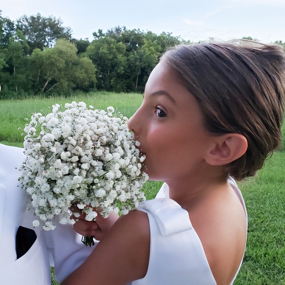 White satin flower girl dress size 7 - Picture 5 of 6